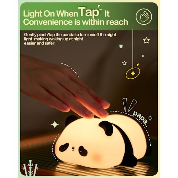 Söt Panda Nattlampa, LED Mjuk Djur Nattlampa, Amning Småbarn Baby Barn Dekoration, Coola Presenter Barn