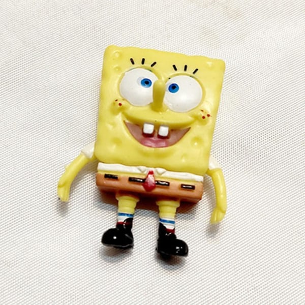 Svampbob Fyrkant Actionfigurer Set Och Tårt Toppers - 6 delar Svampbob Fyrkant Födelsedagsfest Tillbehör Statyetter