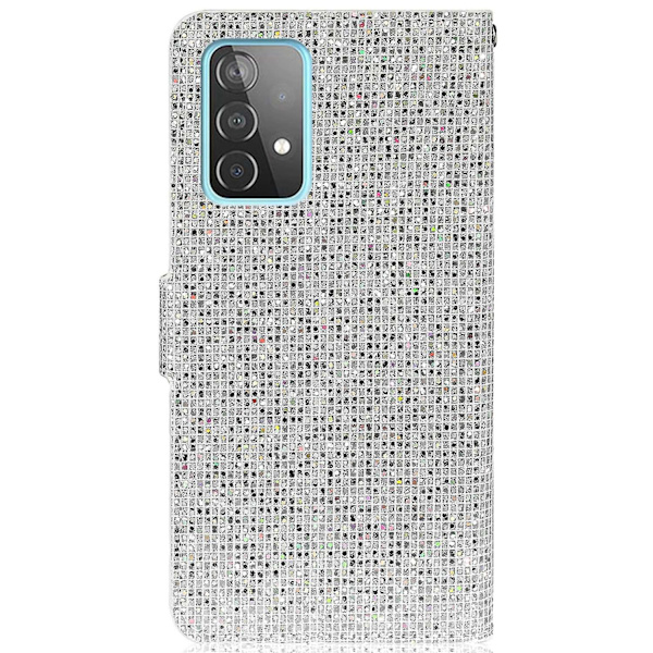 Glitrende Powder Fuld beskyttelse Mobiltelefon Case Stand Pung Cover til Samsung Galaxy A33 5G Silver Style C Samsung Galaxy A33 5G