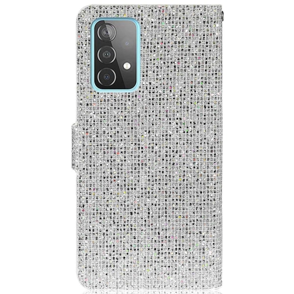 Glitrende pulver Full beskyttelse Mobiltelefonveske Stativ Lommebokdeksel til Samsung Galaxy A33 5G Silver Style C Samsung Galaxy A33 5G