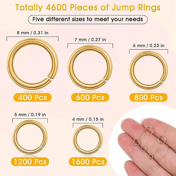 Springringe til smykkefremstilling, 4600 stk Springringe Guld