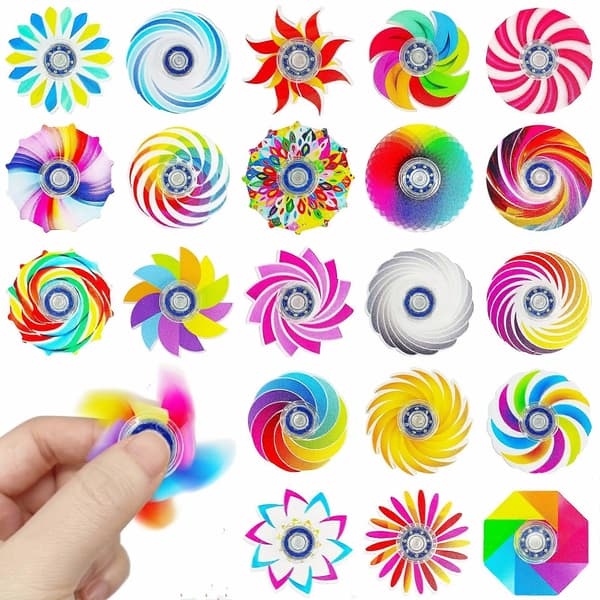 Fidget Spinners 18-pack, Mini Akryl Finger Spinners, Inga Batterier, Blandade Stilar för Partyfavoriter Klassrumspriser 18pcs