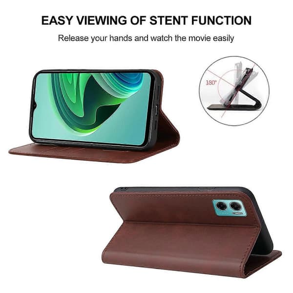 Magnetiskt läderfodral för Xiaomi Redmi Note 11E Brown