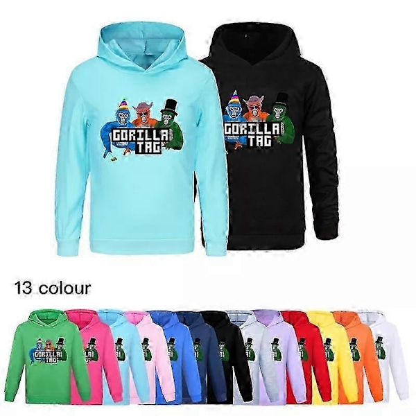 Ny Genser med Hetteskjerf for Gutter og Jenter, Avslappet Gorilla Tag-Genser for Barn, Lang Erme Yellow 6-7Years