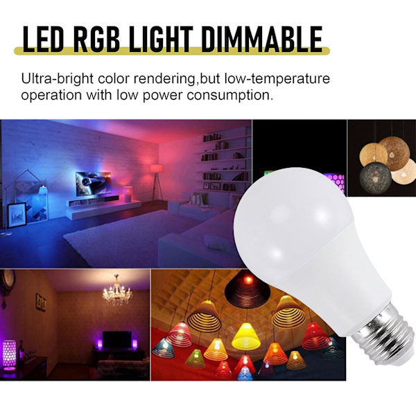 E27 Smart kontrolllampa Led Rgb-ljus Dimbar 7w Rgbw LED-lampa Färgglad växlande lampa Led Lampada R White