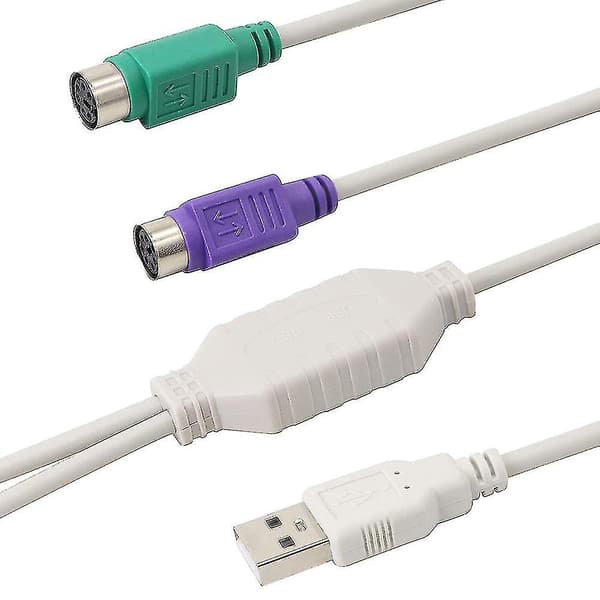 Ps2 Usb-kabeladapter til tastatur og mus med Ps/2-grænseflade, indbygget Usb-controller og understøttelse af Ps2-port til Kvm-switch
