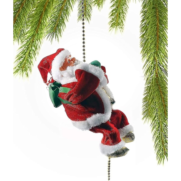 Klatrende julemand julepynt dekoration gave, klatrer op og ned, batteridrevet klatre julemand med let musik og lyd