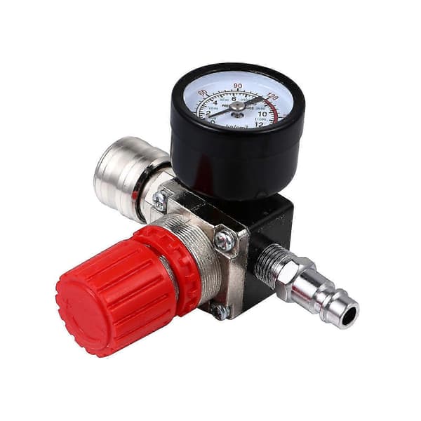 Trykkregulator med måler, justerbar luftkompressor trykkregulator i aluminium, 2-pakning