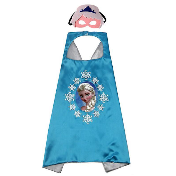 Frozen Cape And Kids Mask Halloween Cosplay Frosne legetøj Bedste gave til børn (blå Frozen + Blindfold)