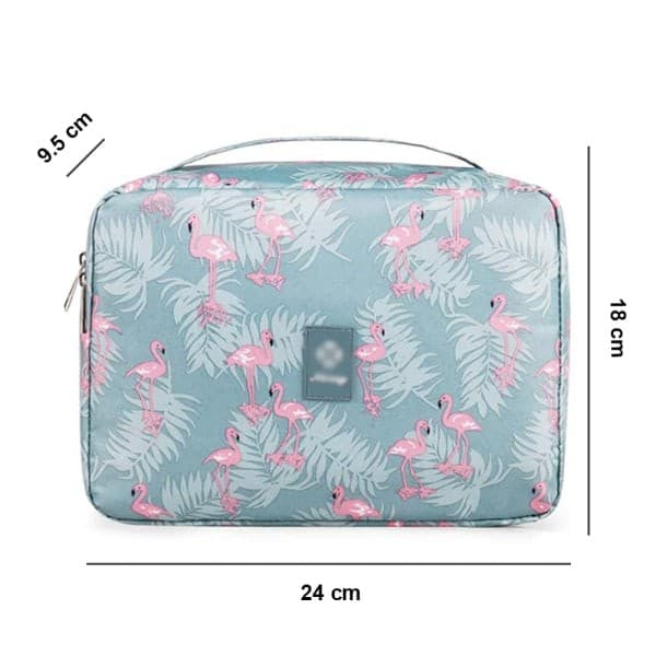 1 pc Hanging Toiletry Bag - Large Cosmetic Makeup Bag Grey Flamingo
