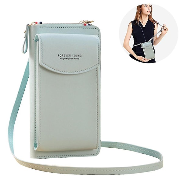 Pu Leather Blocking Crossbody Cell Phone Bag for kvinner lommebok Green