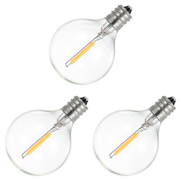 AC220-230V 1W G40 erstatningslyspærer 3Pack E12 skruebase Glass Globe-pærer for lysstreng Innendørs Utendørs Patio Dekor Varm Hvit AC220-230V 1W