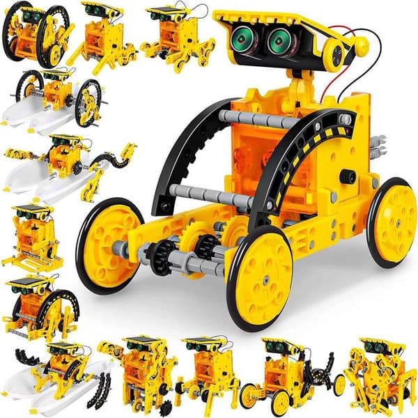 Solrobot-sett, robotleker 2-i-1 Gul + Batterirom