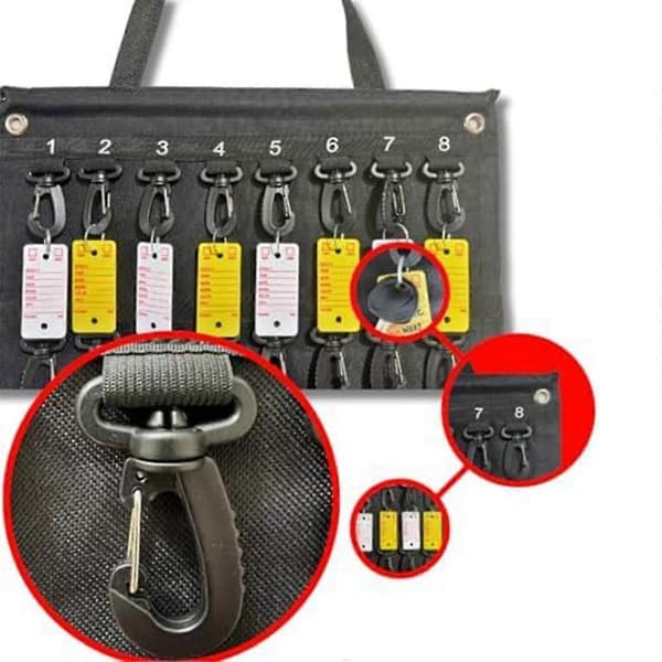 Mångsidig Rullbar Nyckelförvaringslåda Väderbeständig Bärbar Rymmer 40 Säkerhetskrokar Black
