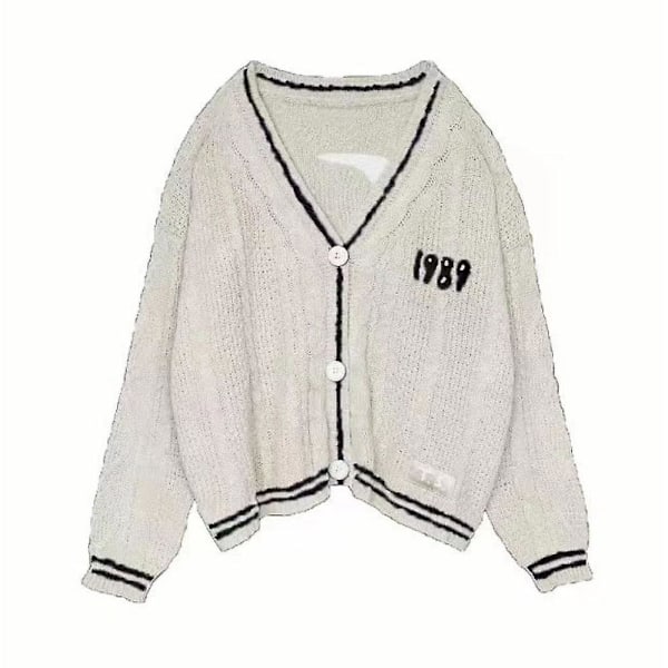 Dame Taylor Swift 1989 Trøje Strikket Løstsiddende Casual Cardigan Åben Front Jumper Frakke Jakke Overtøj Tops Fans Gave Apricot S