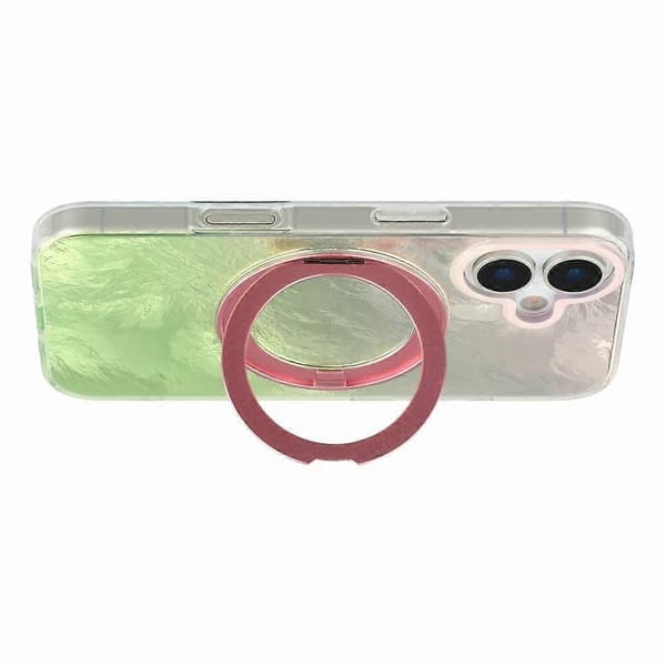 Kompatibel med iPhone 17-deksel Roterende ringstativ Aurora Gradient TPU Støtsikkert telefondeksel Pink
