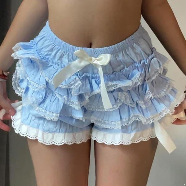 Tiered Lace Ruffle Truser Frilly Bloomers For Kvinner M