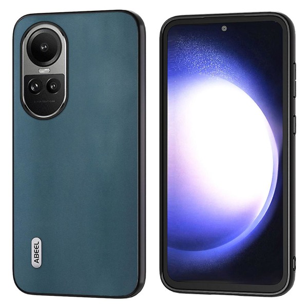 For Oppo Reno10 Pro 5g /reno10 5g (global) Anti-slipp telefondeksel Ekte kuskinn+pc+tpu-veske Green