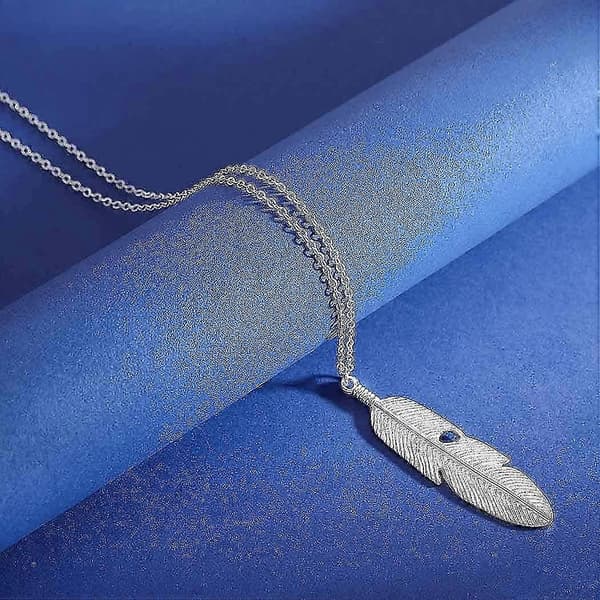 Boho Fjer Vedhæng Halskæde Kæde Lang Blad Halskæder Smykker Til Kvinder Og Piger Silver