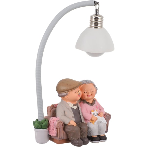 Mor- och farföräldrarsfigurer Älskande äldre parfigurer Söta figurer Nattlampa Bordsfigurer Lampa för sovrum i vardagsrummet