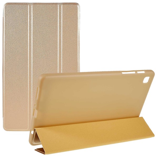 För Samsung Galaxy Tab A7 Lite 8,7-tums inre bikakedesign Anti-fall anti-scratch läder case Auto Wake/Sleep Cover med Tri-fold Stand Gold
