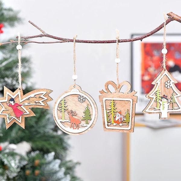Merry Christmas Sign, juletre hengende ornament for kranser Home Decor inngangsdør tre