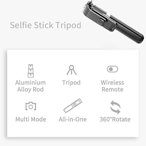 Högkvalitativt trådlöst Bluetooth Selfie Stick-stativ