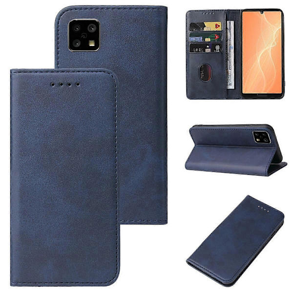 Magnetiskt läderfodral för Sharp Aquos Sense 4 Blue