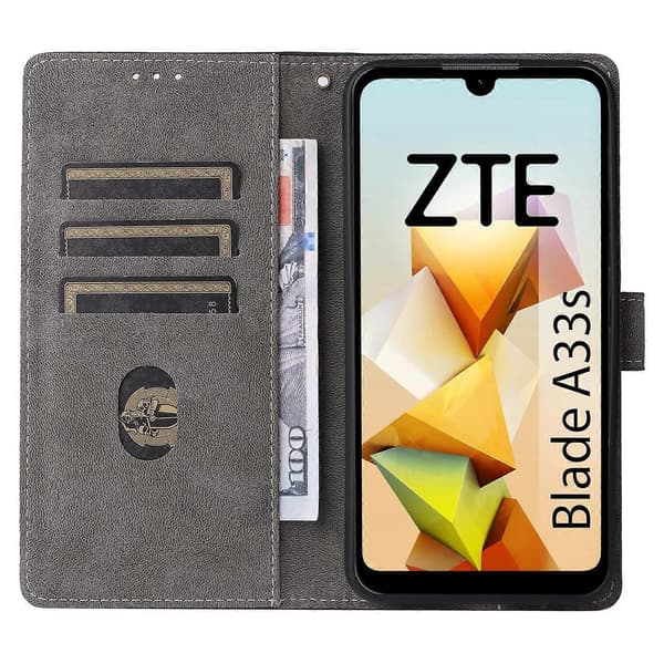Læderetui med RFID-blokering og rem til ZTE Blade A33S - Grøn Multicolor Blue