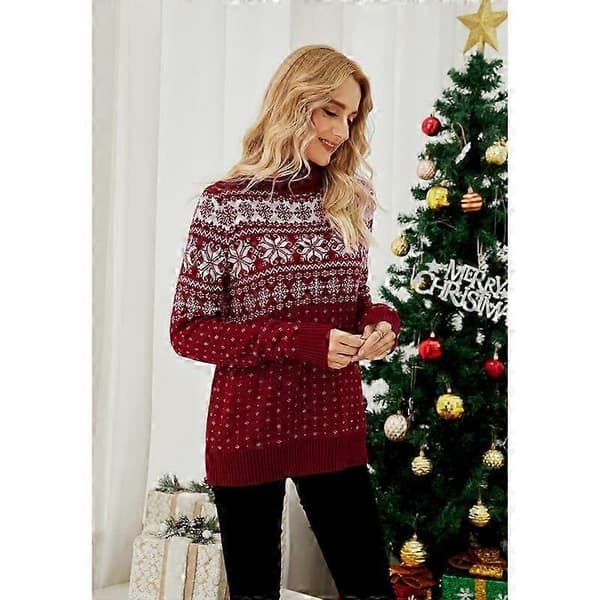 Julesweater til kvinder i slim fit strik RED XL