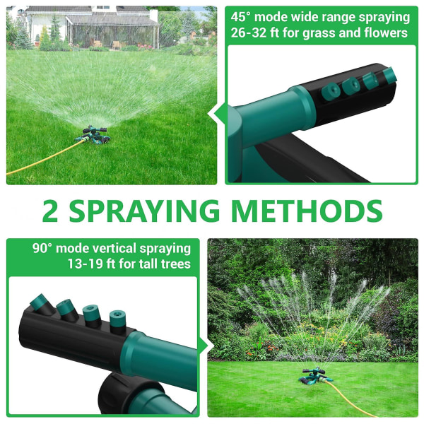 Grässprinkler, automatisk 360 roterande justerbar trädgårdsvattenspridare