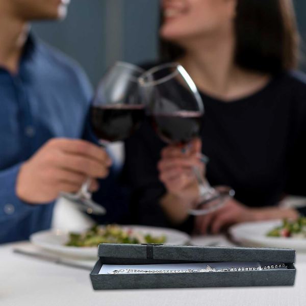 Rektangel smykker Gaveæske Lang Kædet Display Etui Halskæde Armbånd Pendan Gaveæske til Bryllup Fødselsdag Jul Black