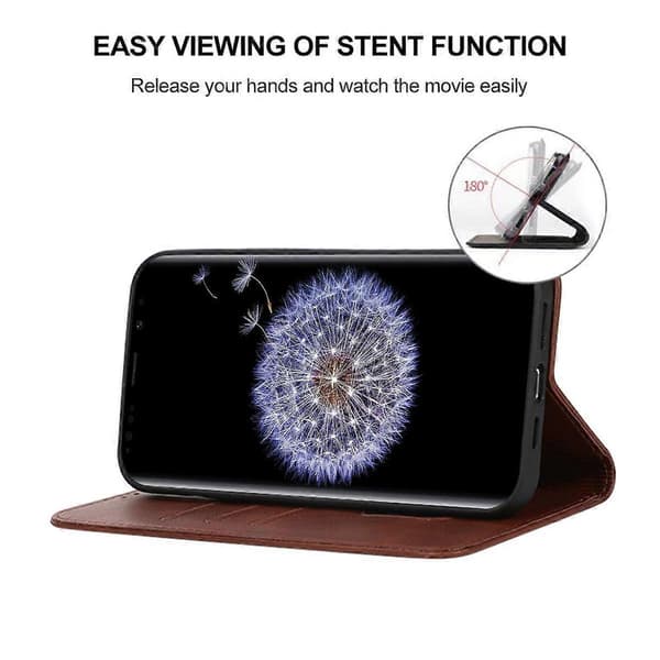 Magnetiskt Läderfodral för Samsung Galaxy S9 Plus Brown