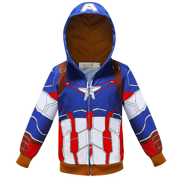 Poikien Spider-man-hupullinen takki 3-8-vuotiaille lasten vetoketjullinen huppari Blue Captain America 110