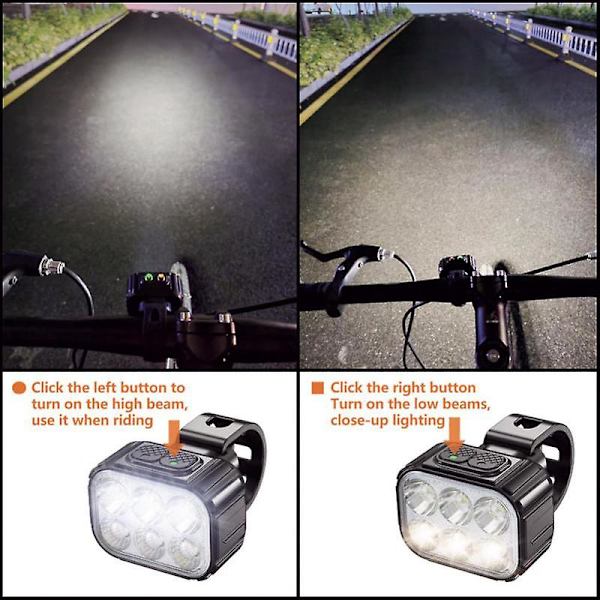 Cykelljus Fram och Bak LED Uppladdningsbar Lampa Mtb Cykelstrålkastare Baklykta Q6 Front Light