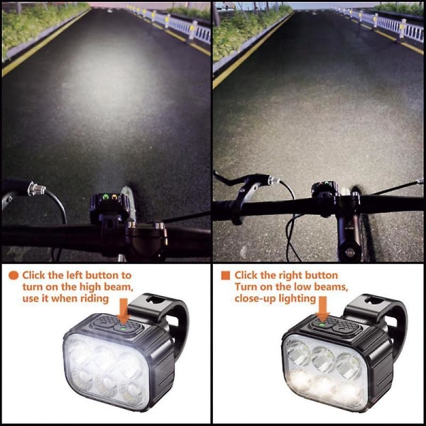 Cykellygter For og bag LED Genopladelig Lampe Mtb Cykel Forlygte Baglygte Q6 Front Light