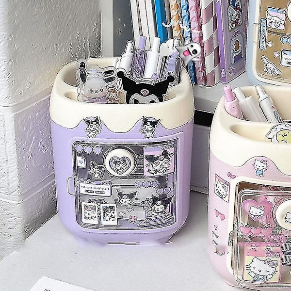 Kawaii Pennhållare Hellokitty Kuromi My Melody Dalek Cartoon Skrivbordsdekoration Stor kapacitet Neutral Penn Sminkborste Organizer