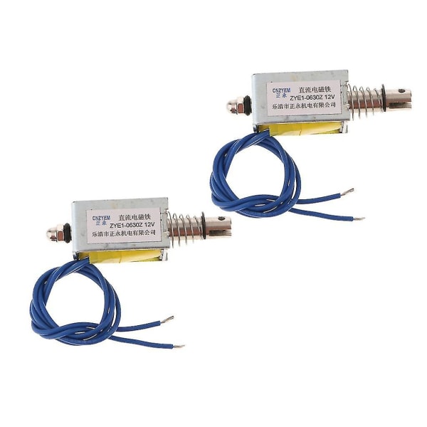 2x Linjär Mini Push Pull Solenoid Elektromagnet Återställning Dc12v