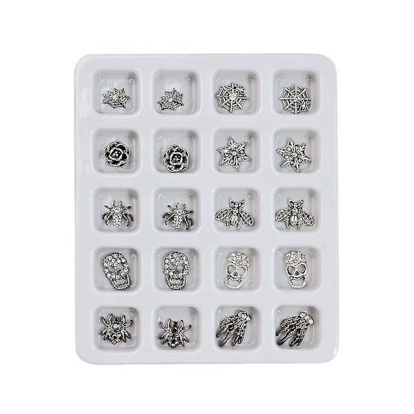 Halloween Nagelkonst Tillbehör 20-pack Djävulskalle Element Halloween Nagelkonst Retro Legering Nagelkonst Dekoration Nagelkonst Glitter Halloween Nagelkonst Acc B
