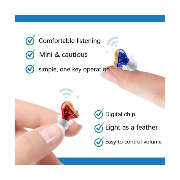Høreapparater Små indre øre Usynligt høreapparat Justerbar Trådløs Mini Højre øre Bedste lyd Am Red