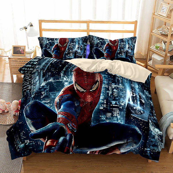 3D-trykket Spider-Man sengetøysett med dynetrekk og putevar - Julegave til barn AU single 140x210cm