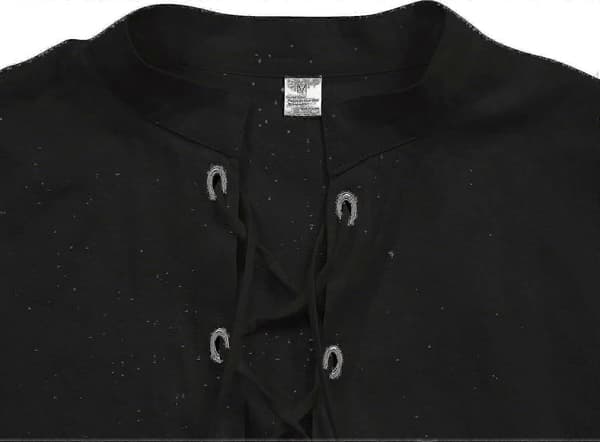 Langermet linskjorte for menn med snøring V-hals Viking Middelalder Pirat Topp Black Medium
