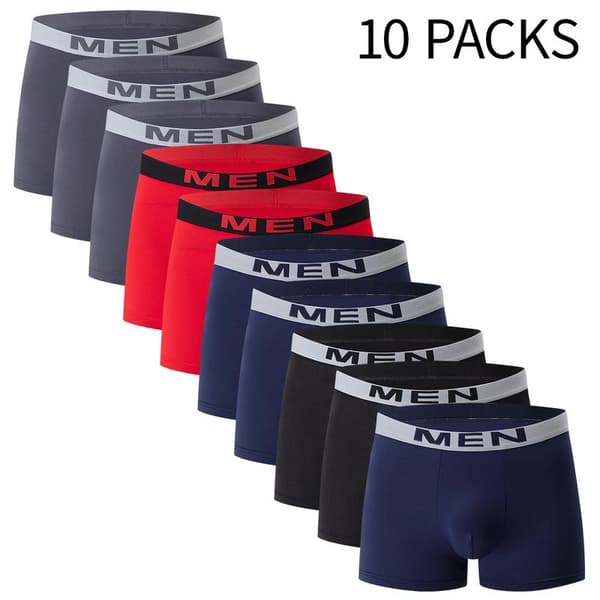 10-pack herrboxershorts enfärgad enkel mode avslappnade herrunderkläder elastisk midja boyshort. S
