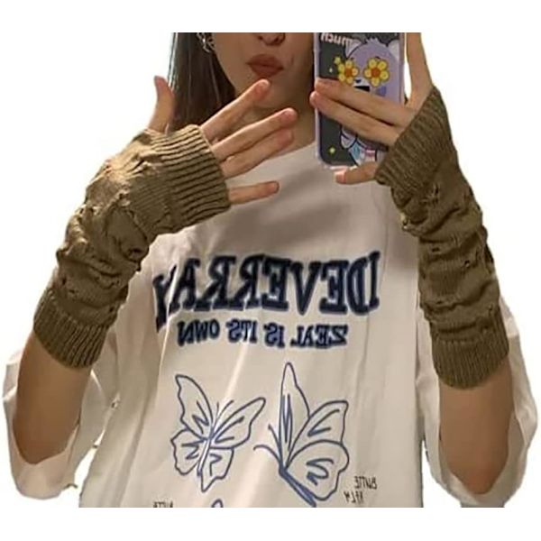 Handskar Tillbehör Fingervantar Rivna Långärmade Armvärmare Y2k Armhylsa Harajuku