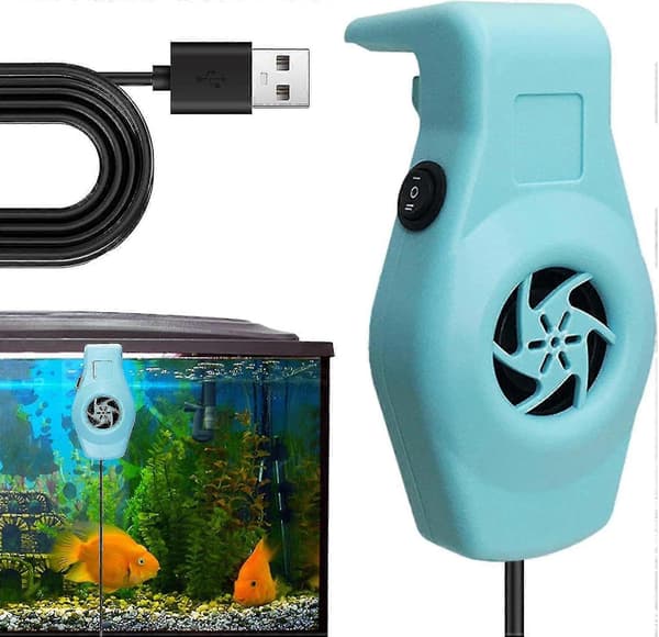 Akvariumkøler, akvariumkølesystem med lav støj, køleventilator, akvarium minikøler Blue