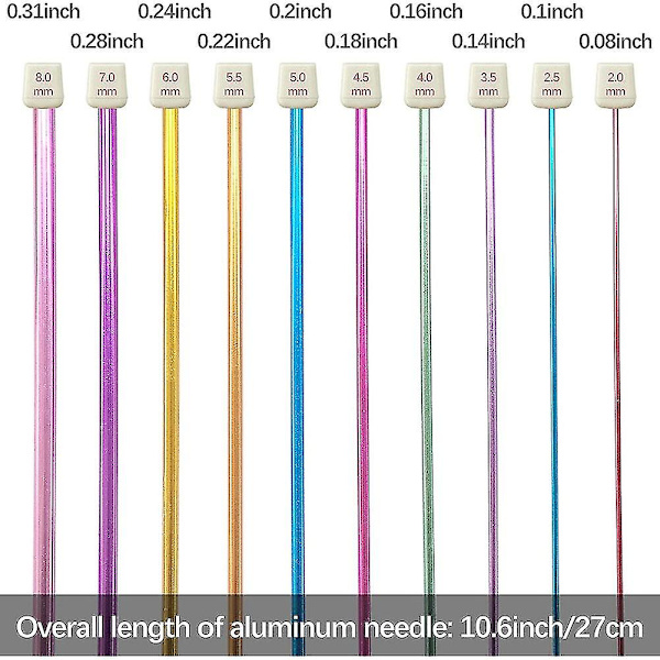 23 stk tunesisk hæklenålesæt inkluderer afghansk plastikkabel og tunesisk afghansk aluminium Random Color