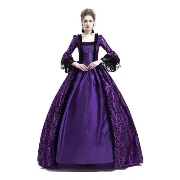 Elegant Voksenkjole i Middelalder Stil med Blonder - Catrina Cosplay Violeta XXL