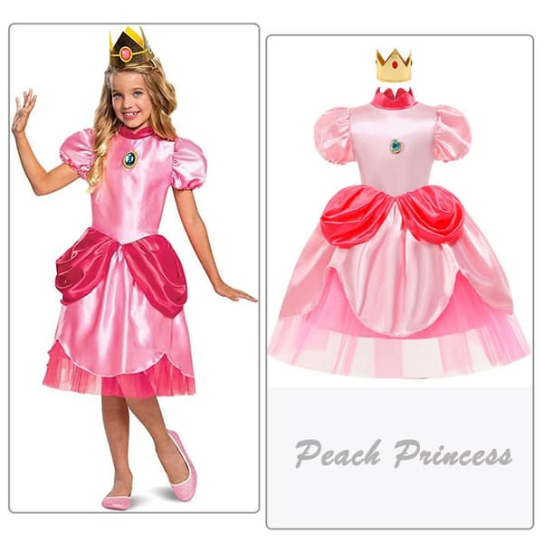 Peach Prinsesse Klæd-Ud Sæt med Tilbehør til Piger - Klar til Cosplay C 130
