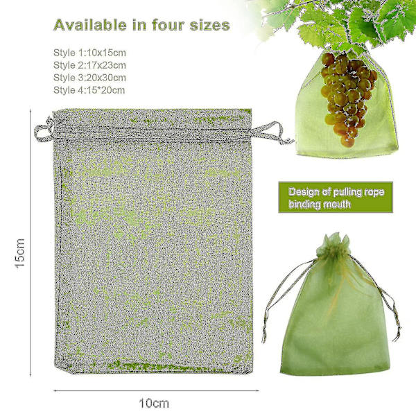 50 stk. Frugtbeskyttelsesposer med snornet - Beskyt planter mod skadedyr 10x15cm