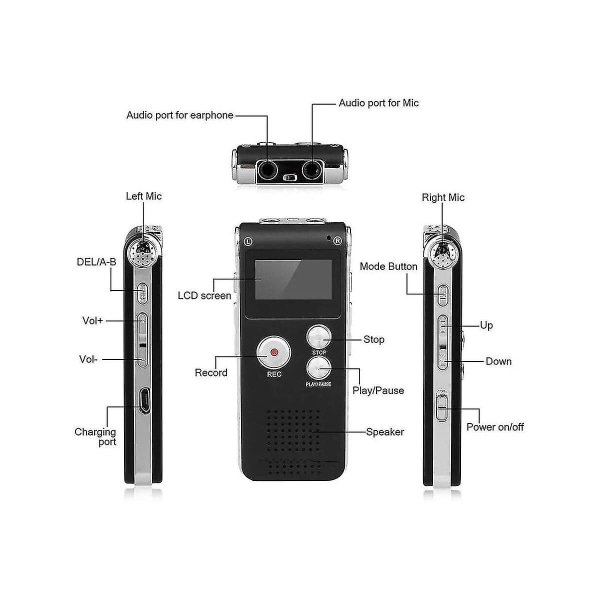 Digitaalinen Evp Äänitallennin USB Us 8gb (musta) - Paranormaalit laitteet Black